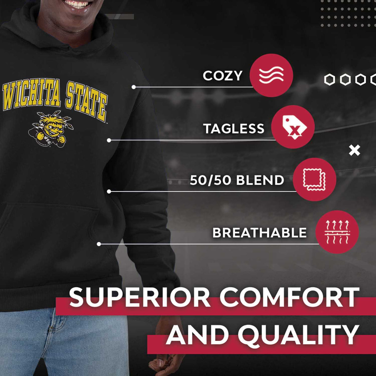Wichita State Shockers Arch & Logo Gameday Hoodie - Black
