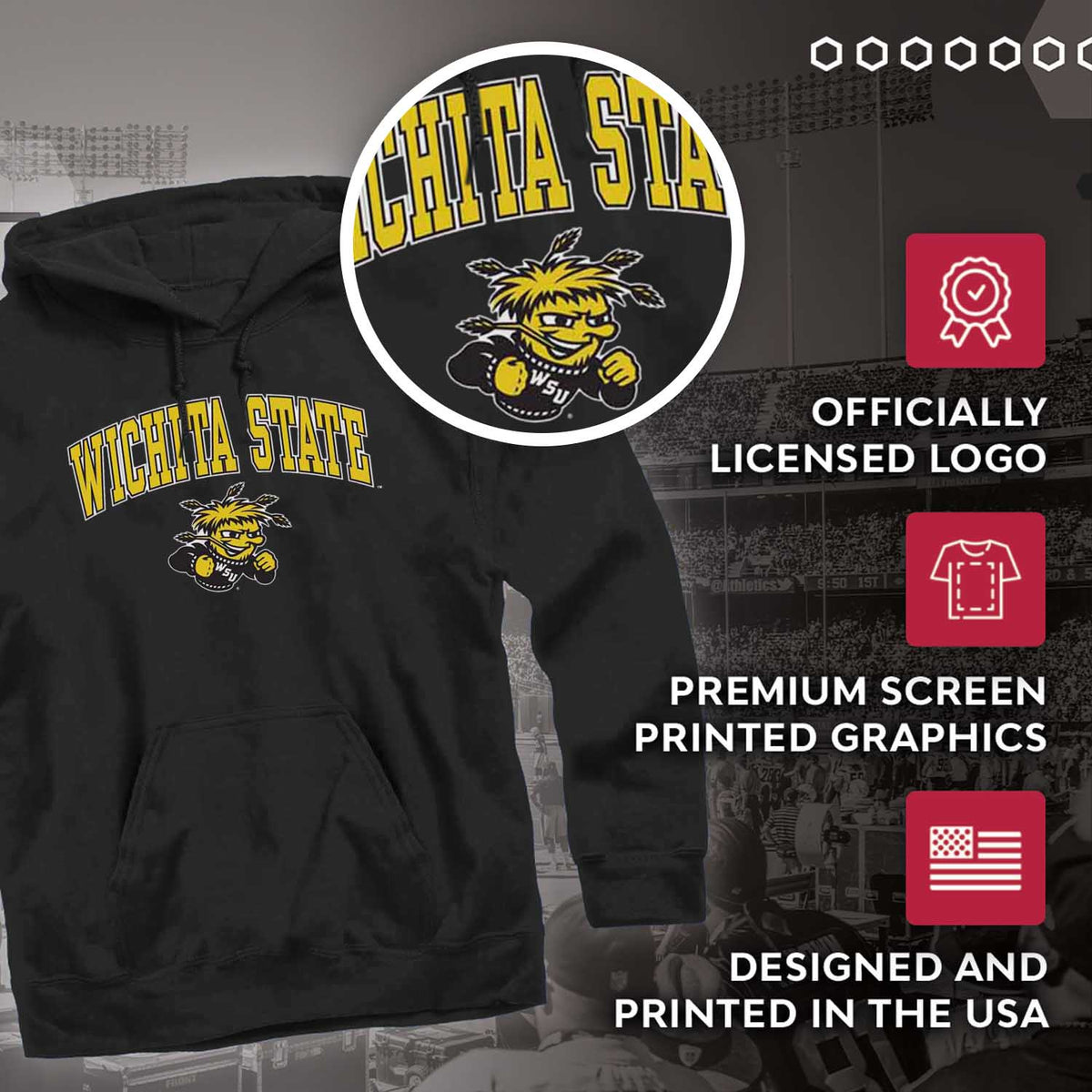 Wichita State Shockers Arch & Logo Gameday Hoodie - Black