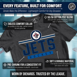 Winnipeg Jets Adult NHL Heather Charcoal True Fan Hockey T-Shirt - Charcoal