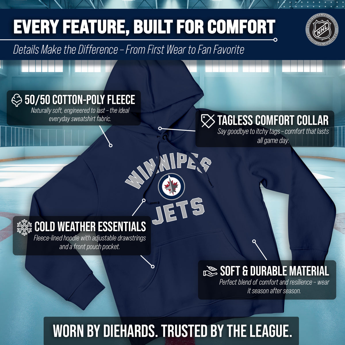 Winnipeg Jets Hoodie Pullover Sweatshirt - Navy