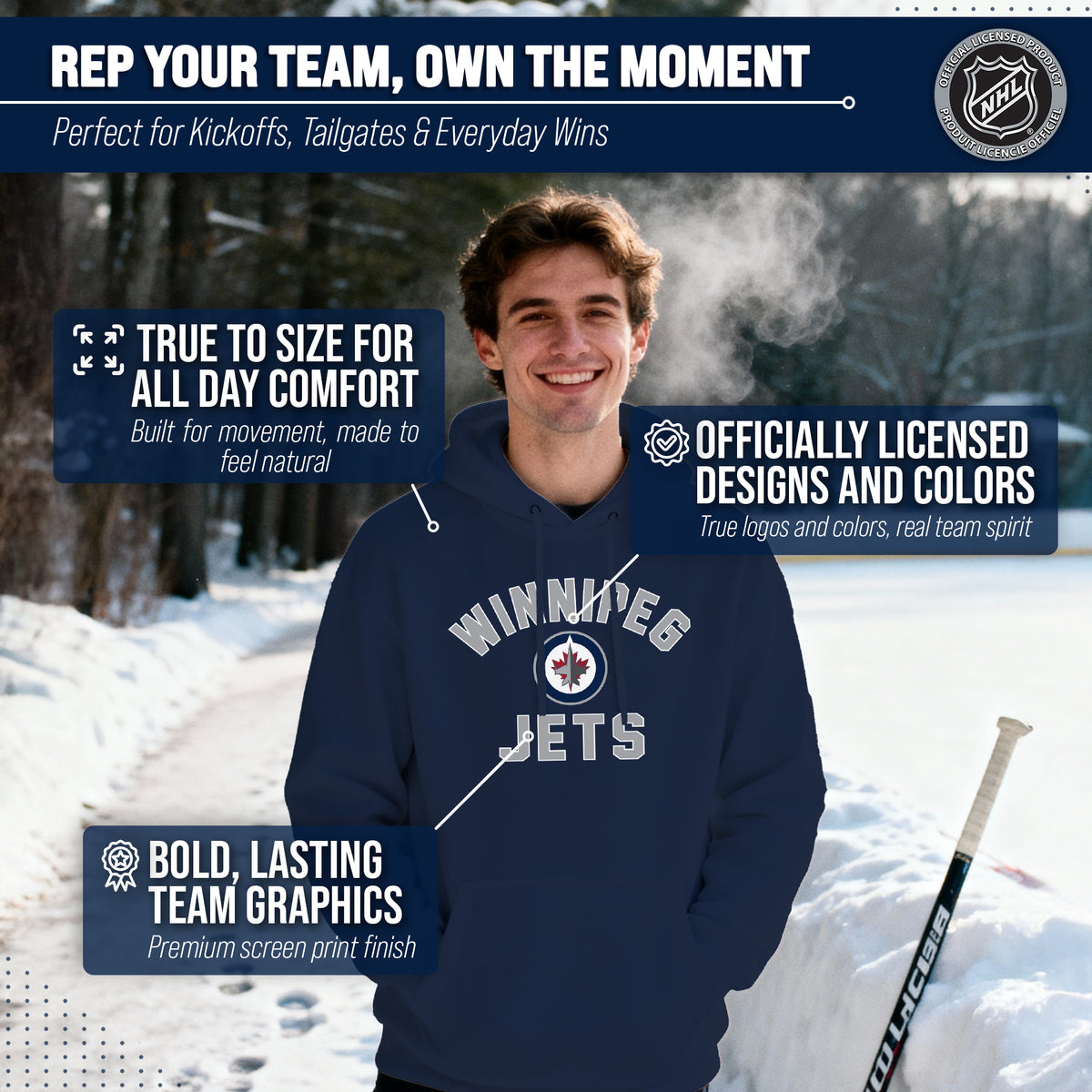 Winnipeg Jets Hoodie Pullover Sweatshirt - Navy