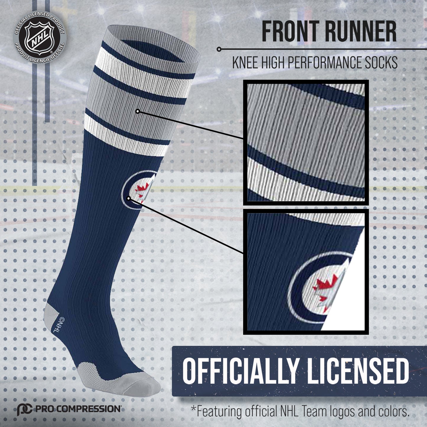 Winnipeg Jets NHL Adult Knee High-Performance Socks - Navy