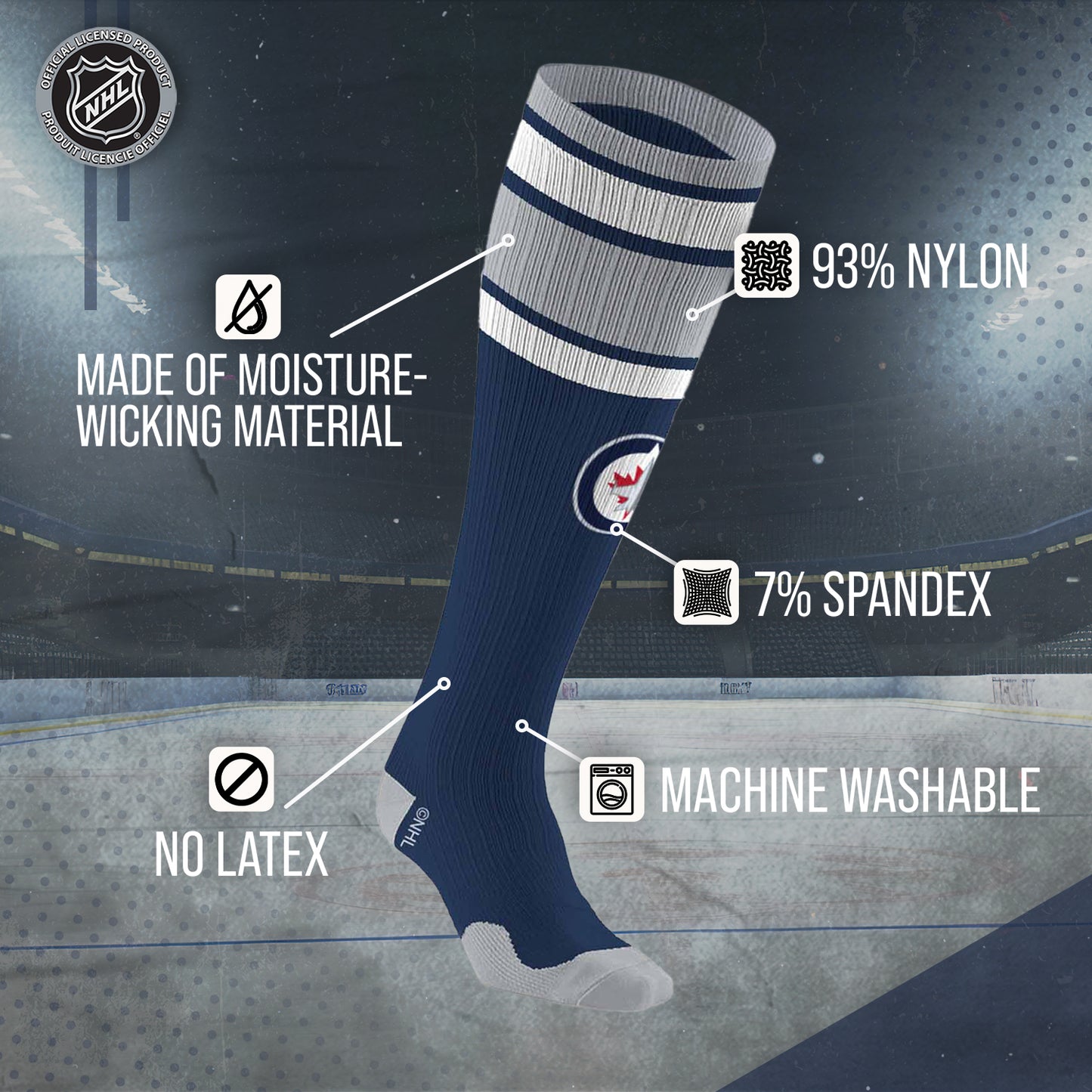 Winnipeg Jets NHL Adult Knee High-Performance Socks - Navy
