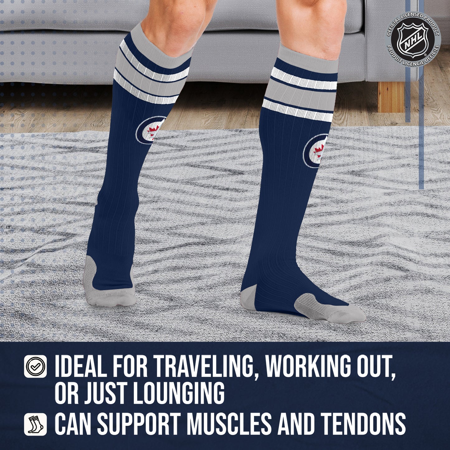 Winnipeg Jets NHL Adult Knee High-Performance Socks - Navy