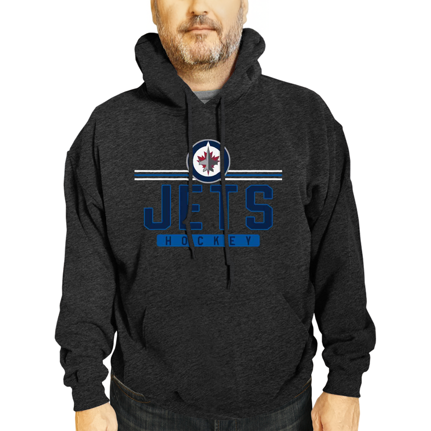 Winnipeg Jets NHL Adult Heather Charcoal True Fan Hooded Sweatshirt Unisex - Charcoal