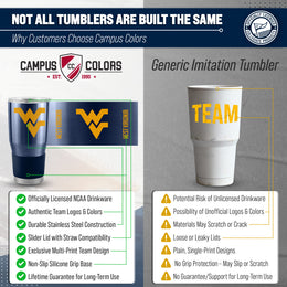 West Virginia Mountaineers NCAA University 30oz Stainless Steel Vacuum Insulated Game Day Tumbler with Silicone Grip - Navy