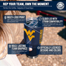 West Virginia Mountaineers NCAA University 30oz Stainless Steel Vacuum Insulated Game Day Tumbler with Silicone Grip - Navy