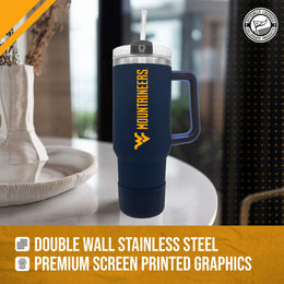 West Virginia Mountaineers College & University 40 oz Travel Tumbler With Handle - Navy