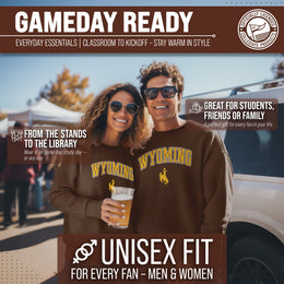 Wyoming Cowboys Adult Arch & Logo Soft Style Gameday Crewneck Sweatshirt - Brown