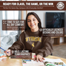 Wyoming Cowboys Adult Arch & Logo Soft Style Gameday Crewneck Sweatshirt - Brown