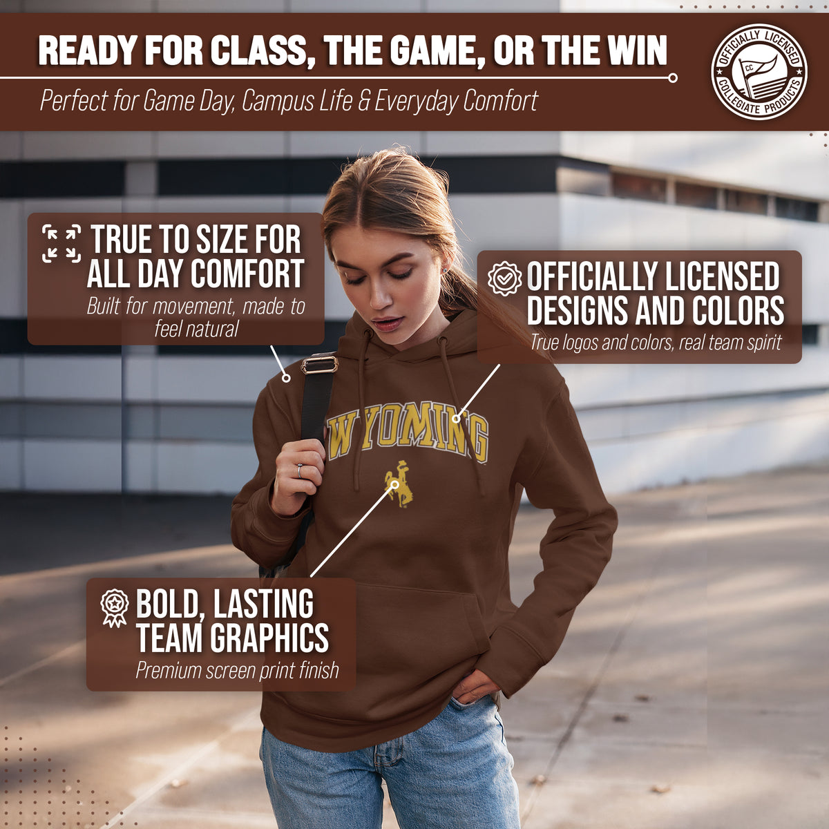 Wyoming Cowboys Arch & Logo Gameday Hoodie - Brown