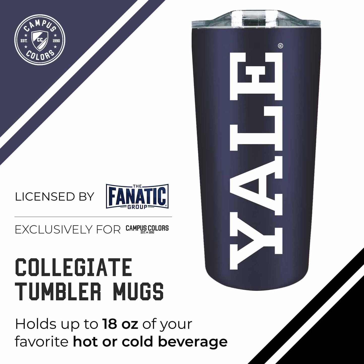 Yale Bulldogs Campus Colors  NCAA Tumbler - Navy