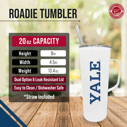 Yale Bulldogs NCAA Stainless Steel 20oz Roadie With Handle & Dual Option Lid With Straw - White