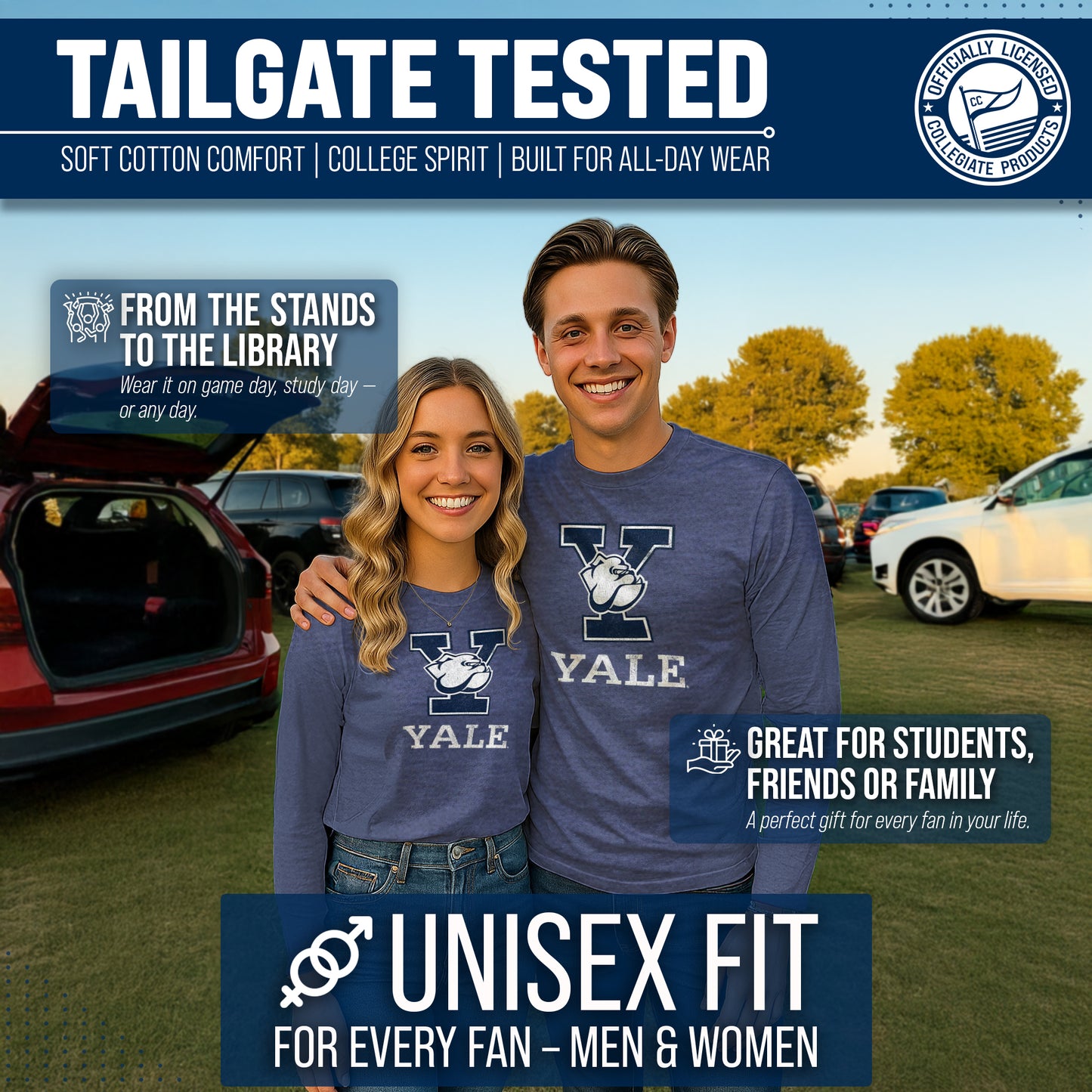 Yale Bulldogs NCAA MVP Adult Long-Sleeve Shirt - Navy