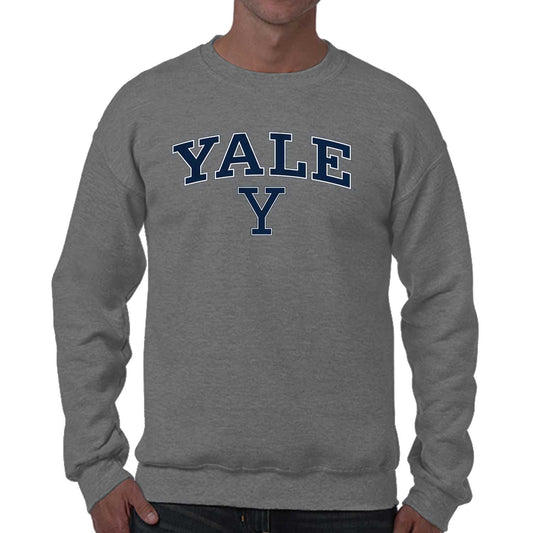 Yale Bulldogs Campus Colors Adult Arch & Logo Soft Style Gameday Crewneck Sweatshirt  - Gray