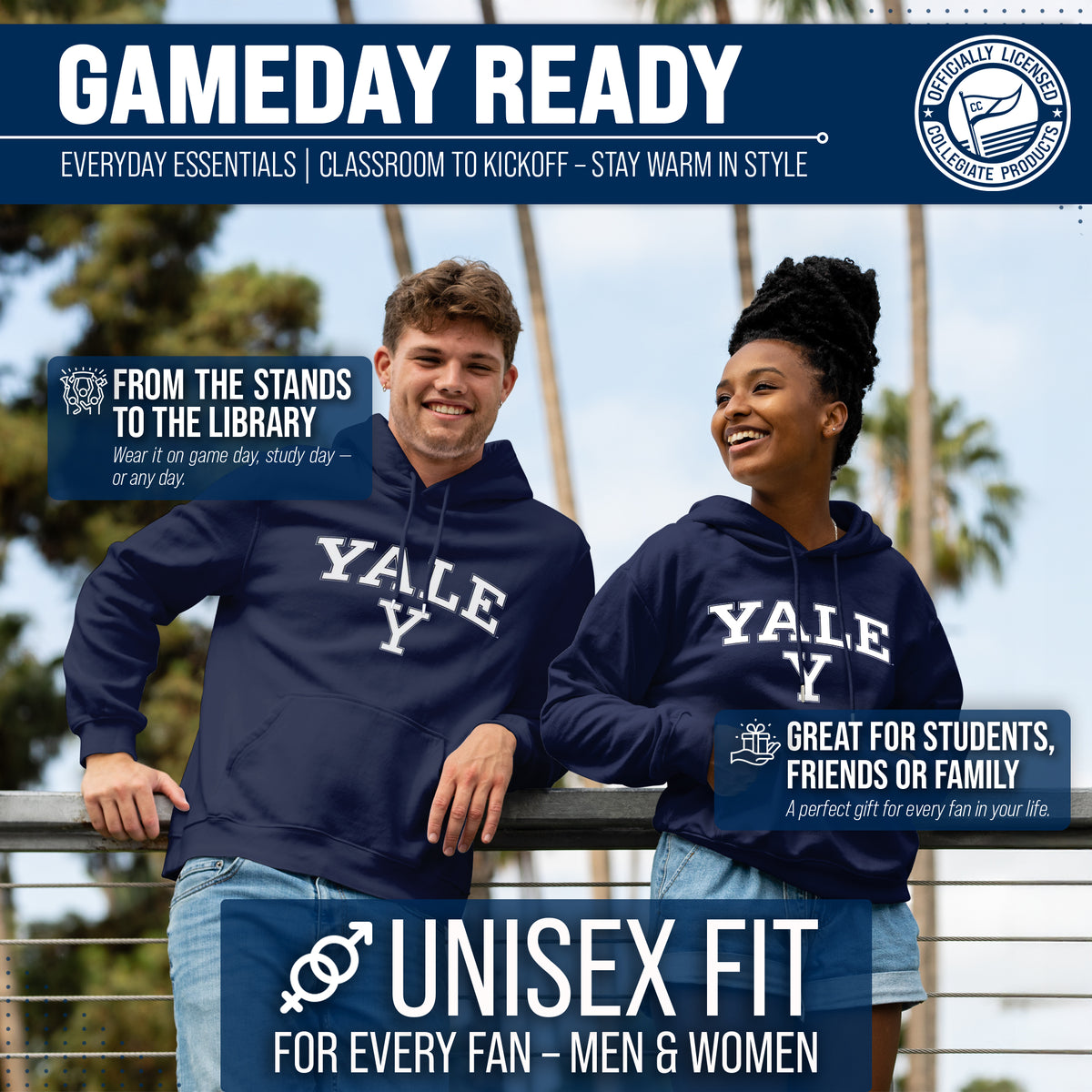 Yale Bulldogs Arch & Logo Gameday Hoodie - Navy