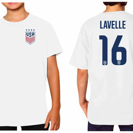 USA National Team The Victory Officially Licensed Youth US Women's National Soccer Team  Rose Lavelle Name & Number T-Shirt - White #16