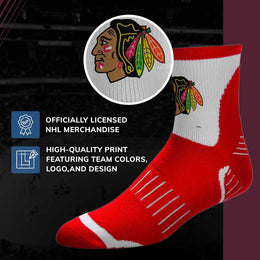 Chicago Blackhawks NHL Adult Surge Team Mascot Mens and Womens Quarter Socks - Red