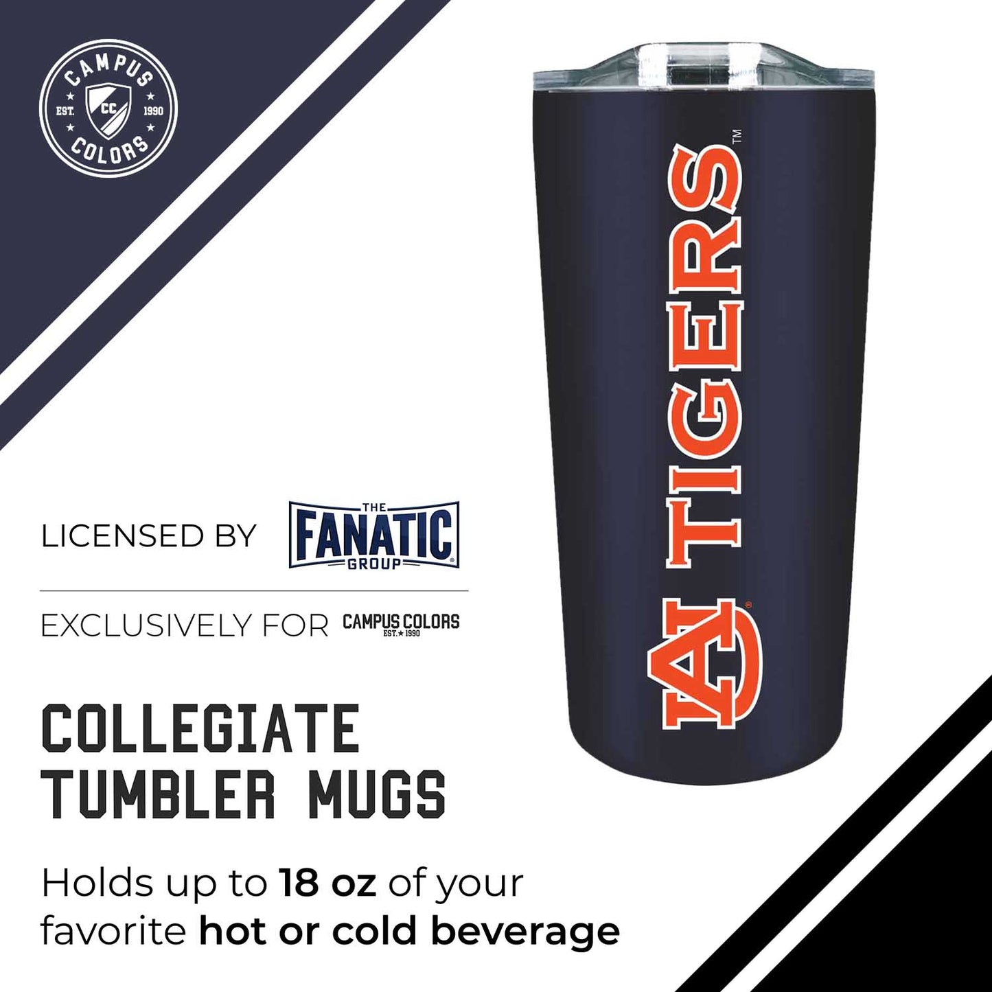 Auburn Tigers Campus Colors  NCAA Tumbler - Navy