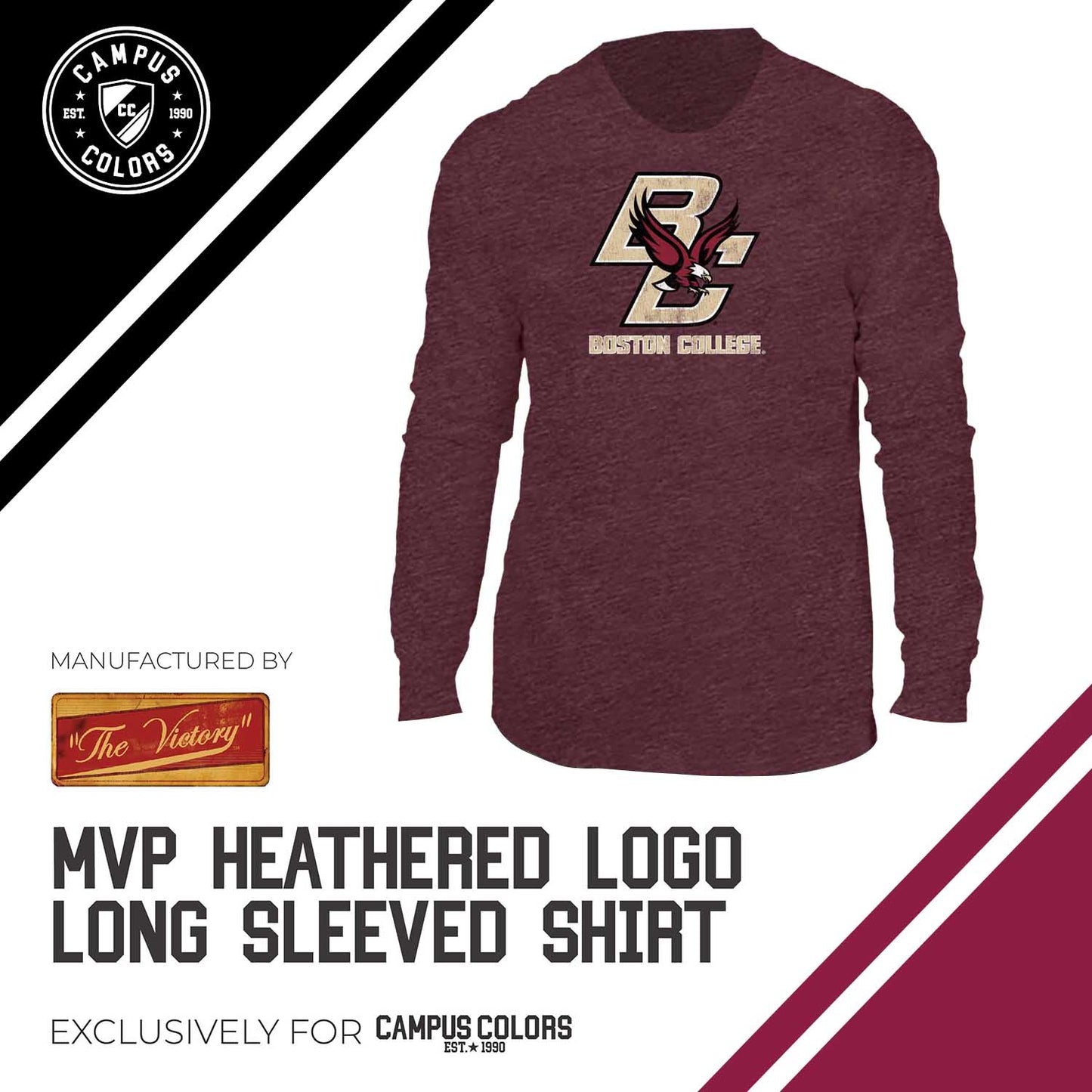 Boston College Eagles NCAA MVP Adult Long-Sleeve Shirt - Maroon
