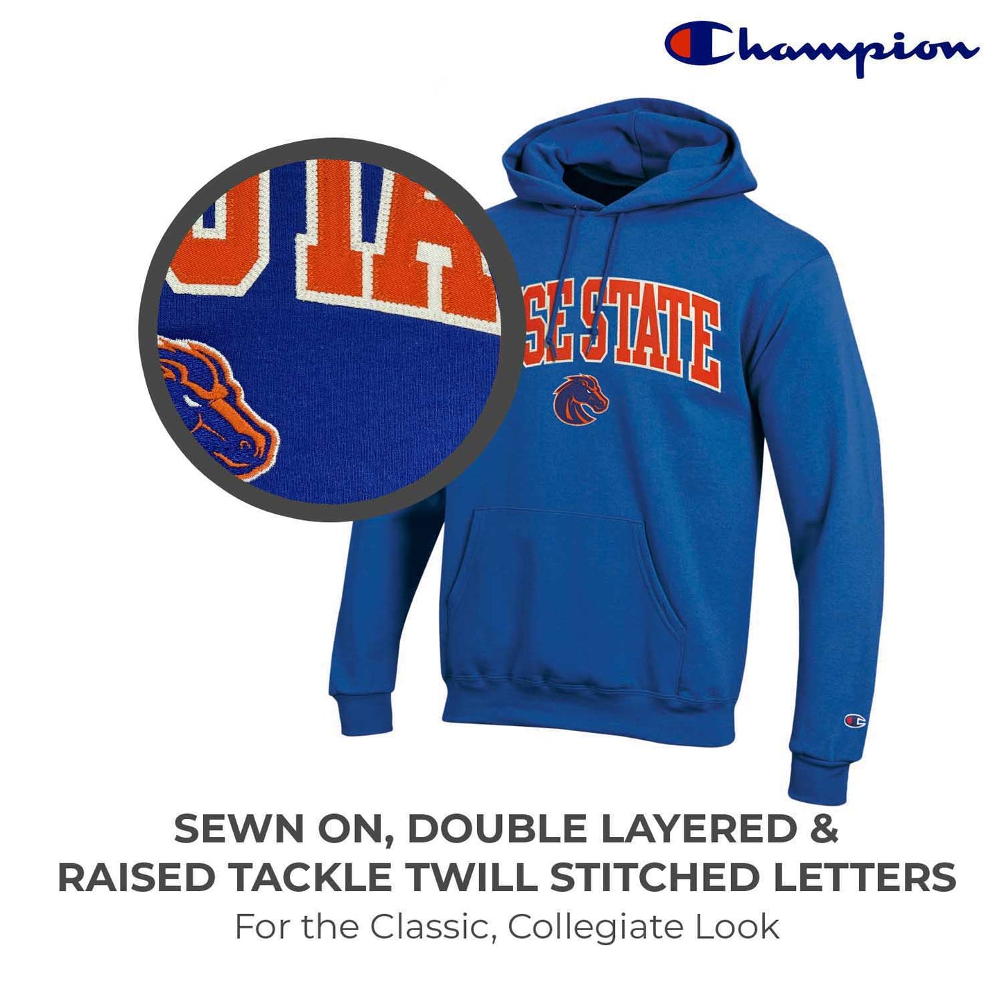 Boise State Broncos Champion Adult Tackle Twill Hooded Sweatshirt - Royal
