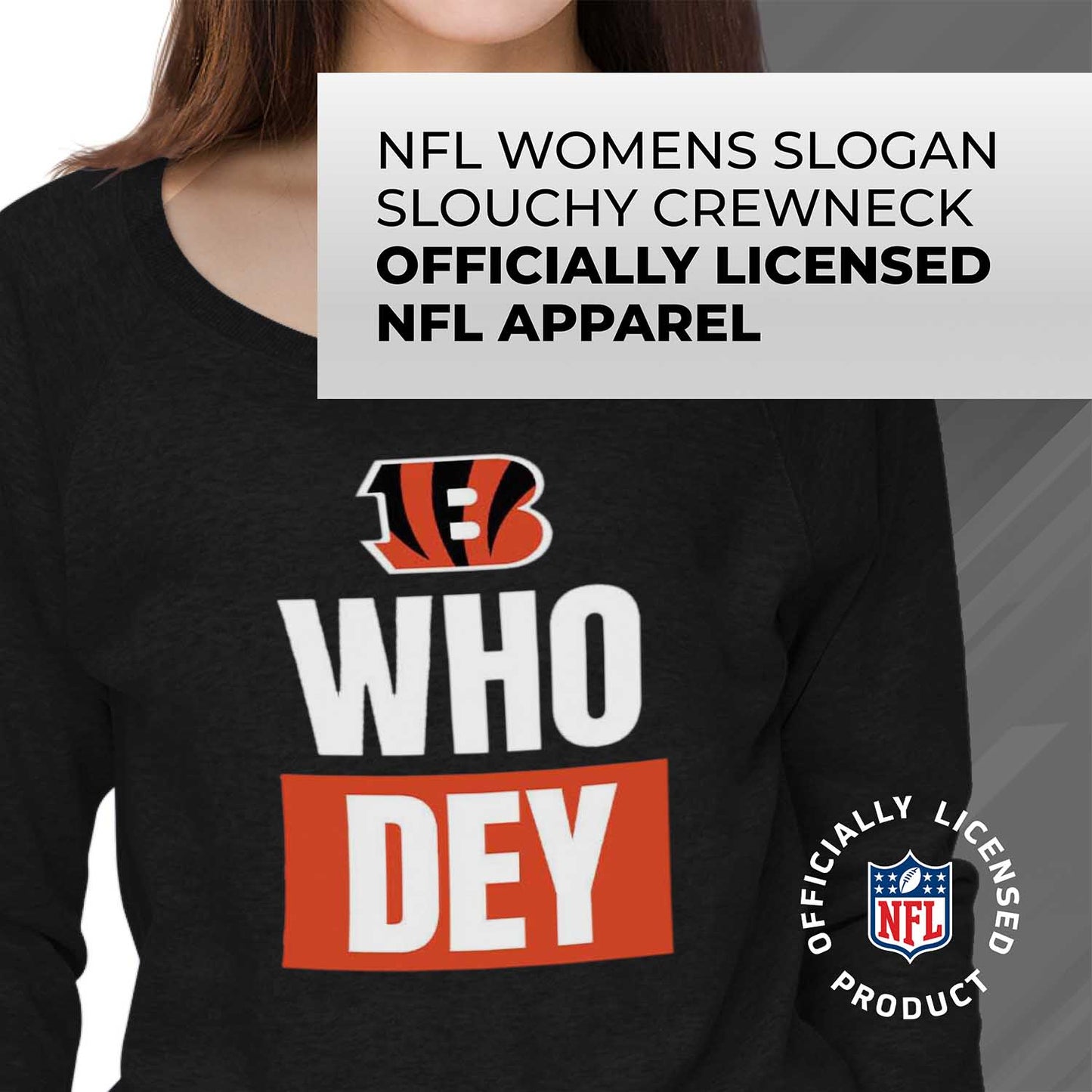 Cincinnati Bengals NFL Womens Team Slogan Crew Neck - Black