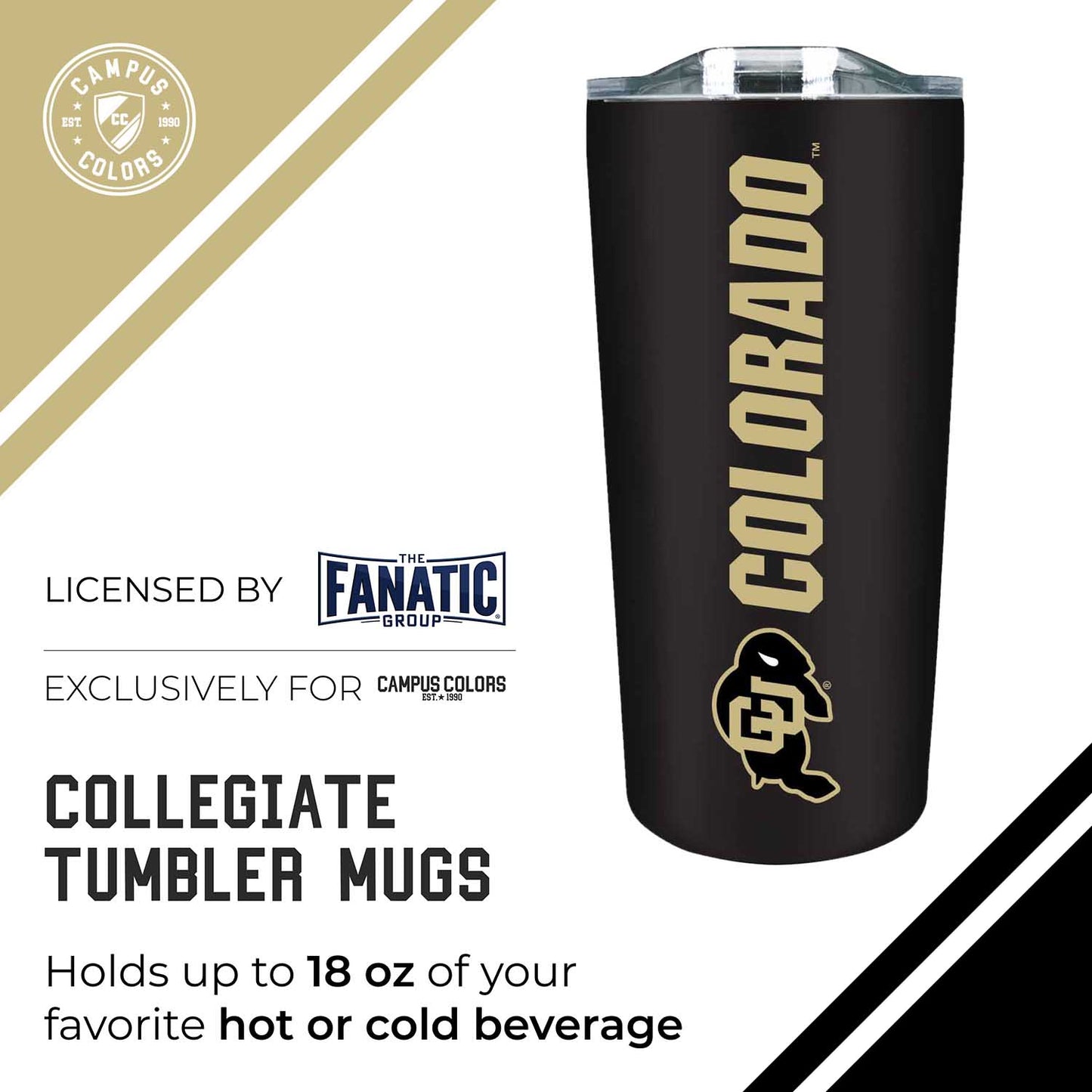 Colorado Buffaloes Campus Colors  NCAA Tumbler - Black
