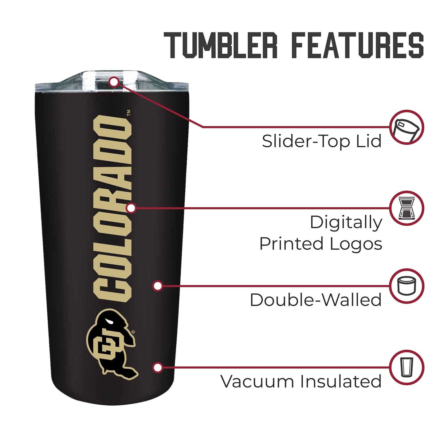 Colorado Buffaloes Campus Colors  NCAA Tumbler - Black