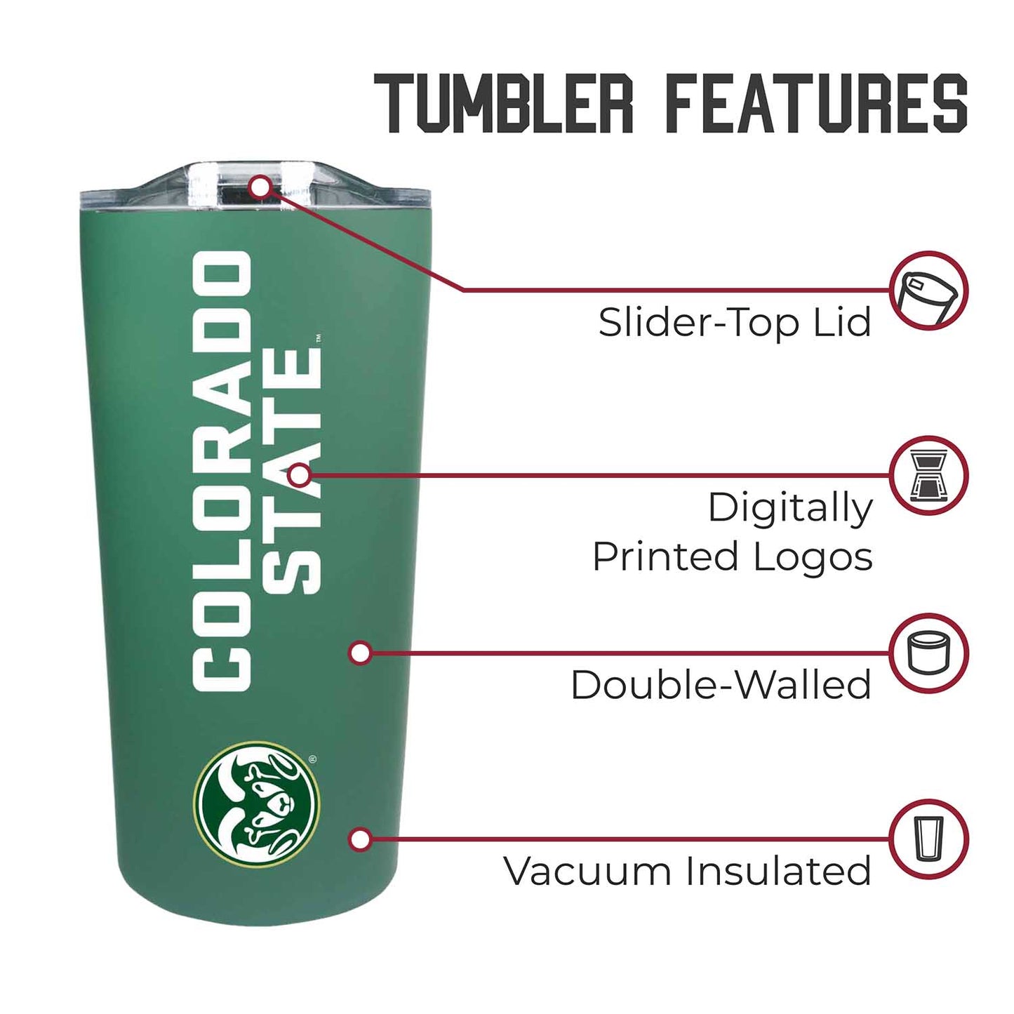 Colorado State Rams Campus Colors  NCAA Tumbler - Green