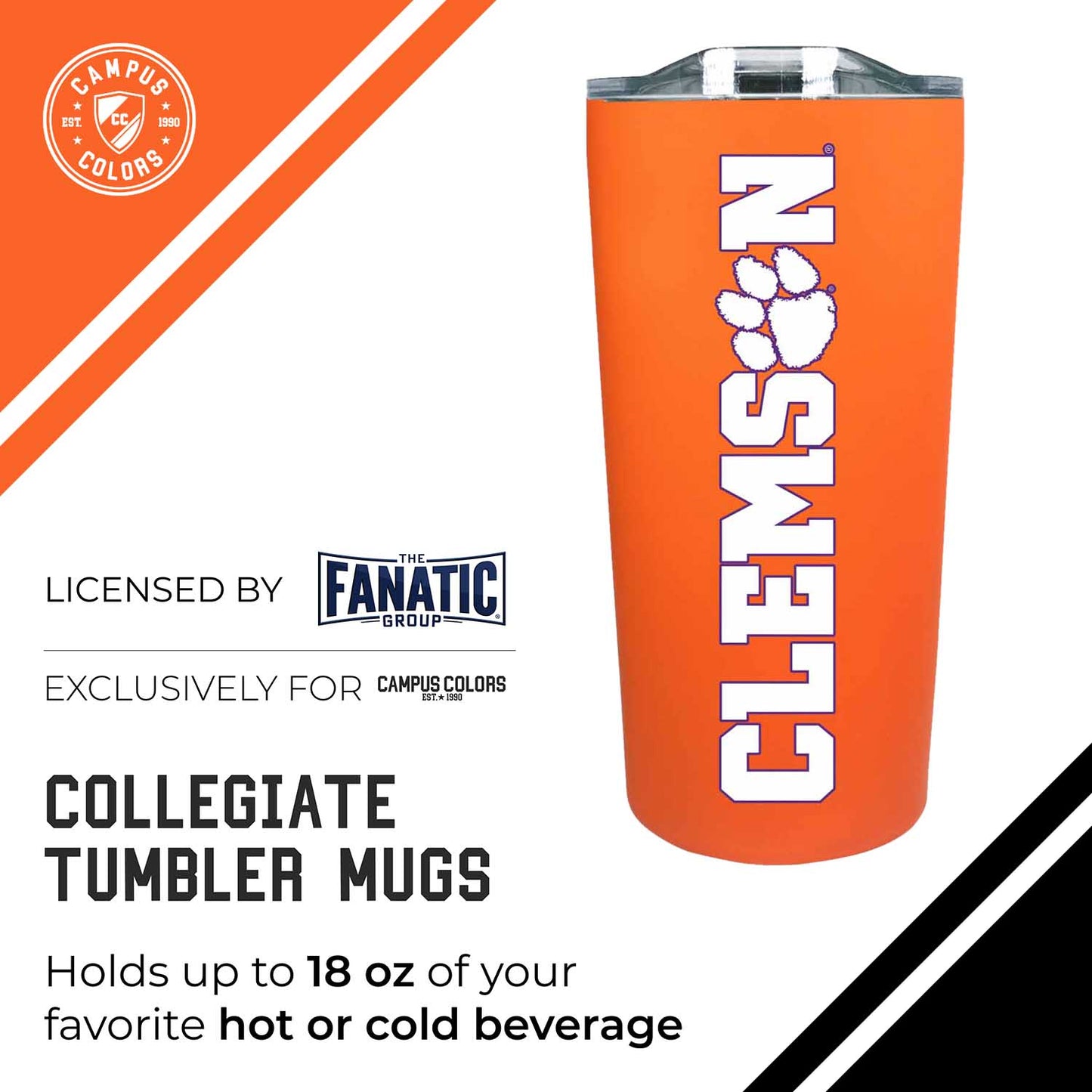Clemson Tigers Campus Colors  NCAA Tumbler - Orange