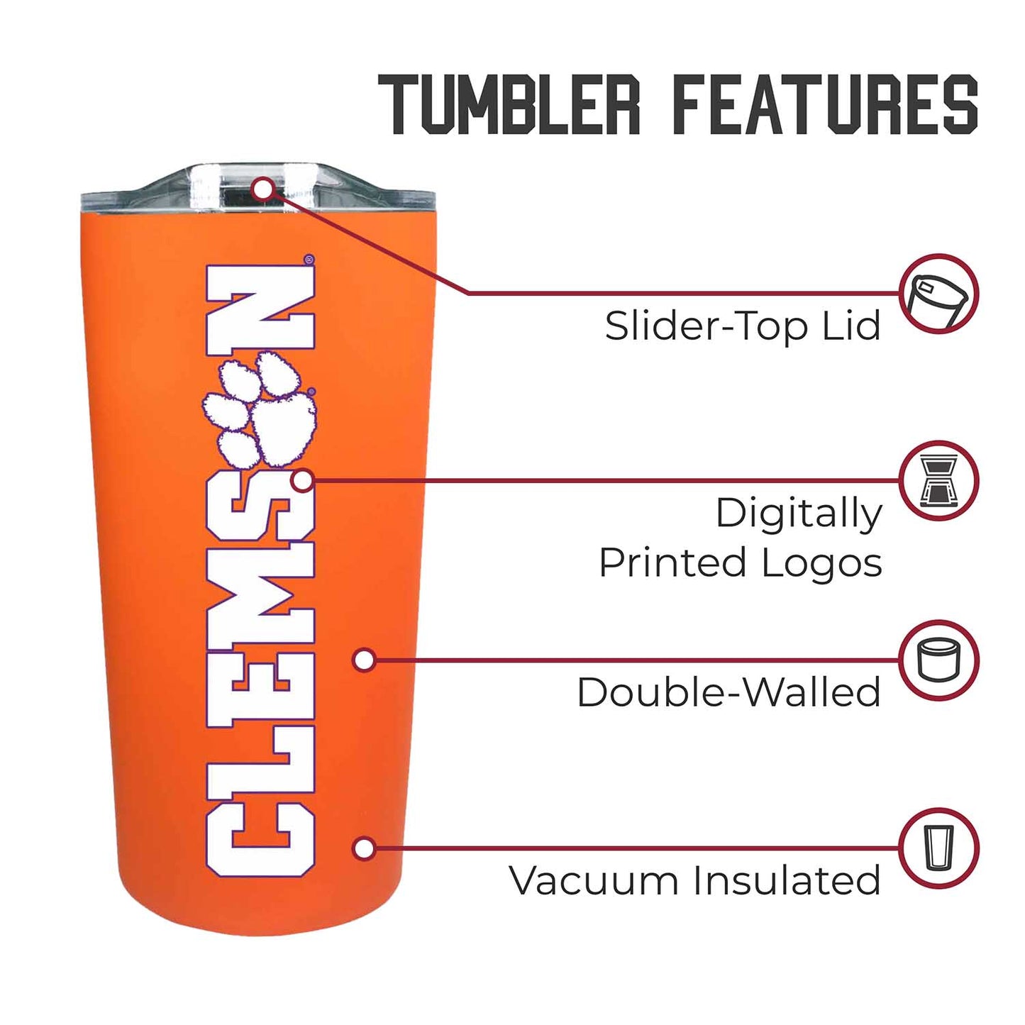 Clemson Tigers Campus Colors  NCAA Tumbler - Orange