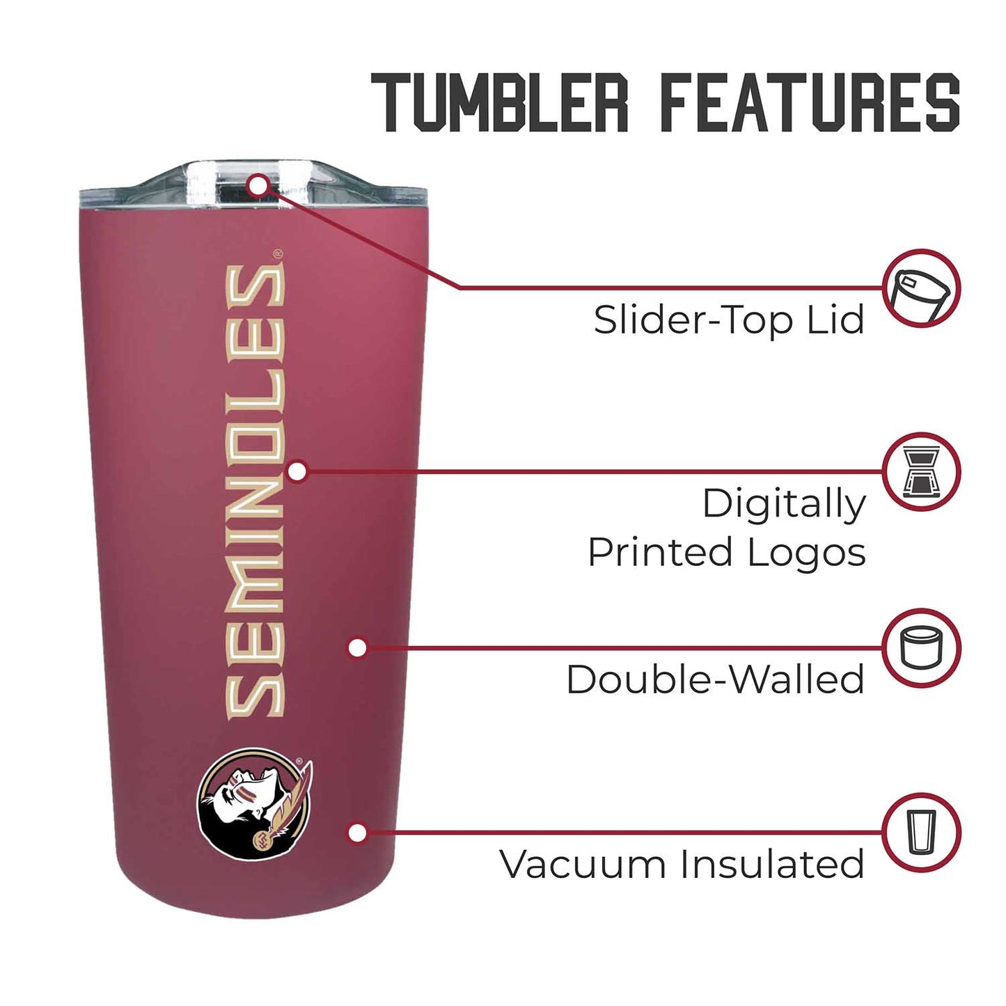 Florida State Seminoles Campus Colors  NCAA Tumbler - Maroon
