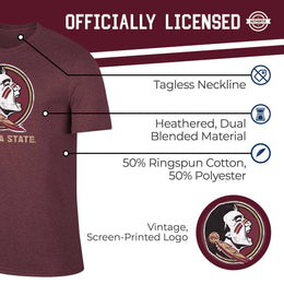 Florida State Seminoles Adult MVP Heathered Cotton Blend T-Shirt - Maroon