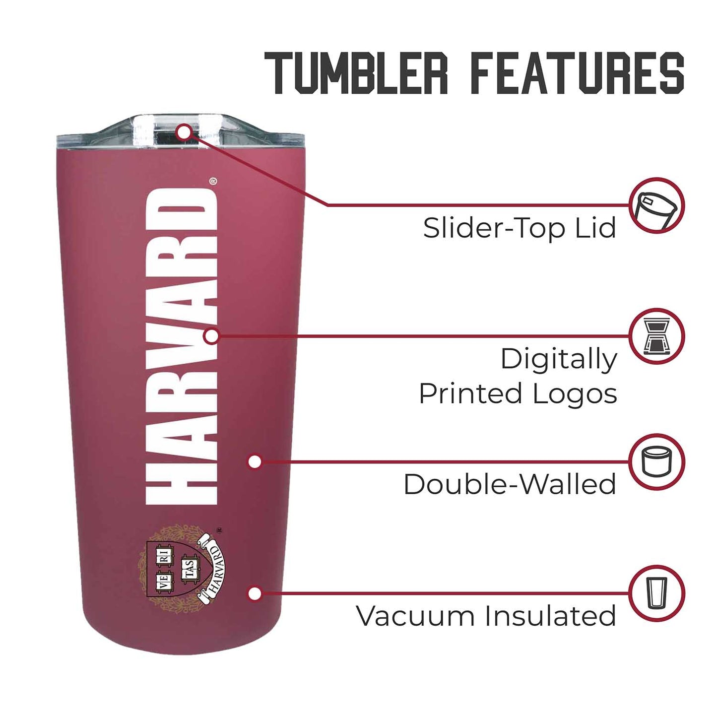 Harvard Crimson Campus Colors  NCAA Tumbler - Crimson
