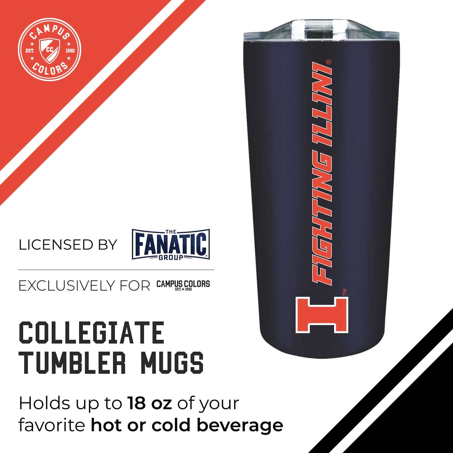 Illinois Fighting Illini Campus Colors  NCAA Tumbler - Navy