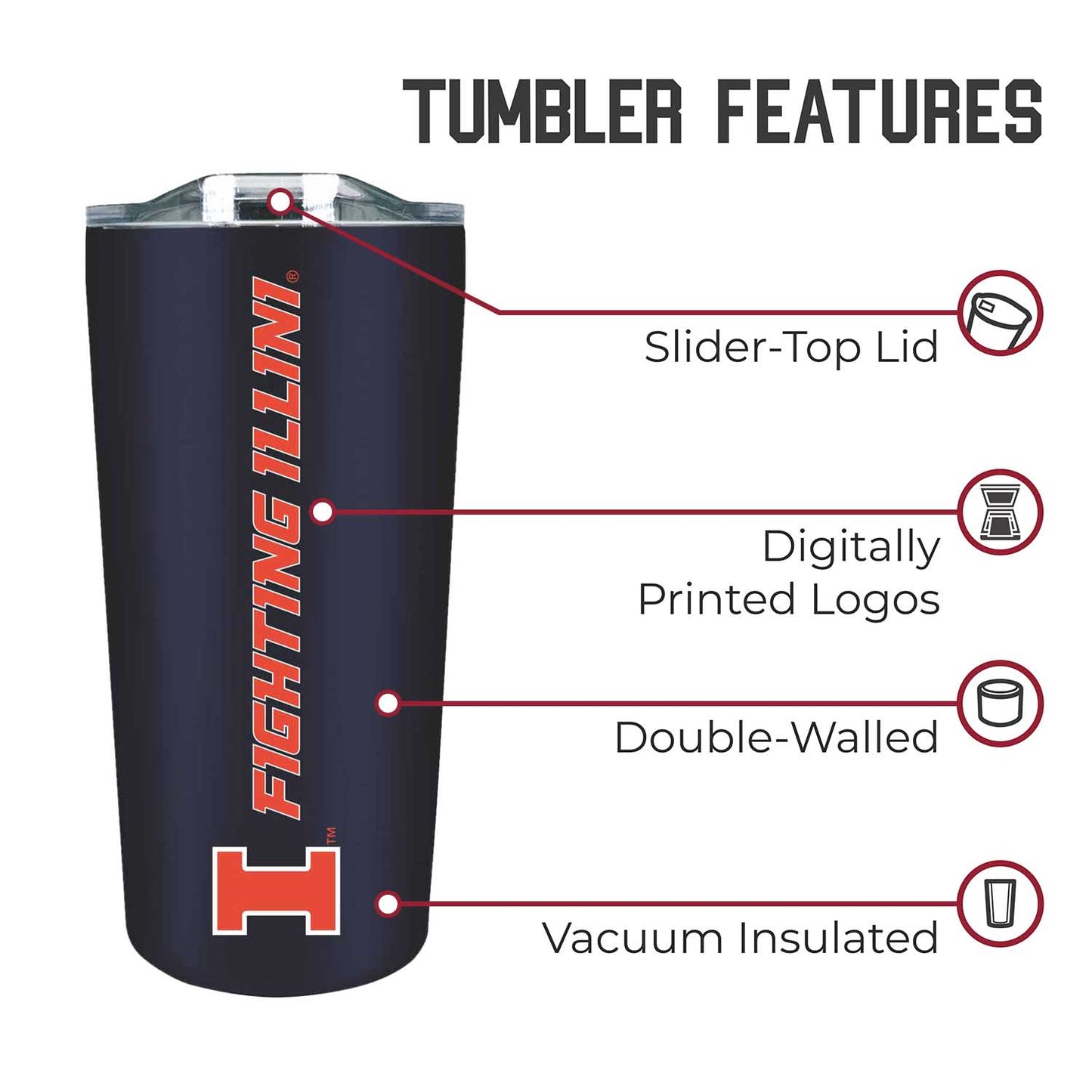 Illinois Fighting Illini Campus Colors  NCAA Tumbler - Navy