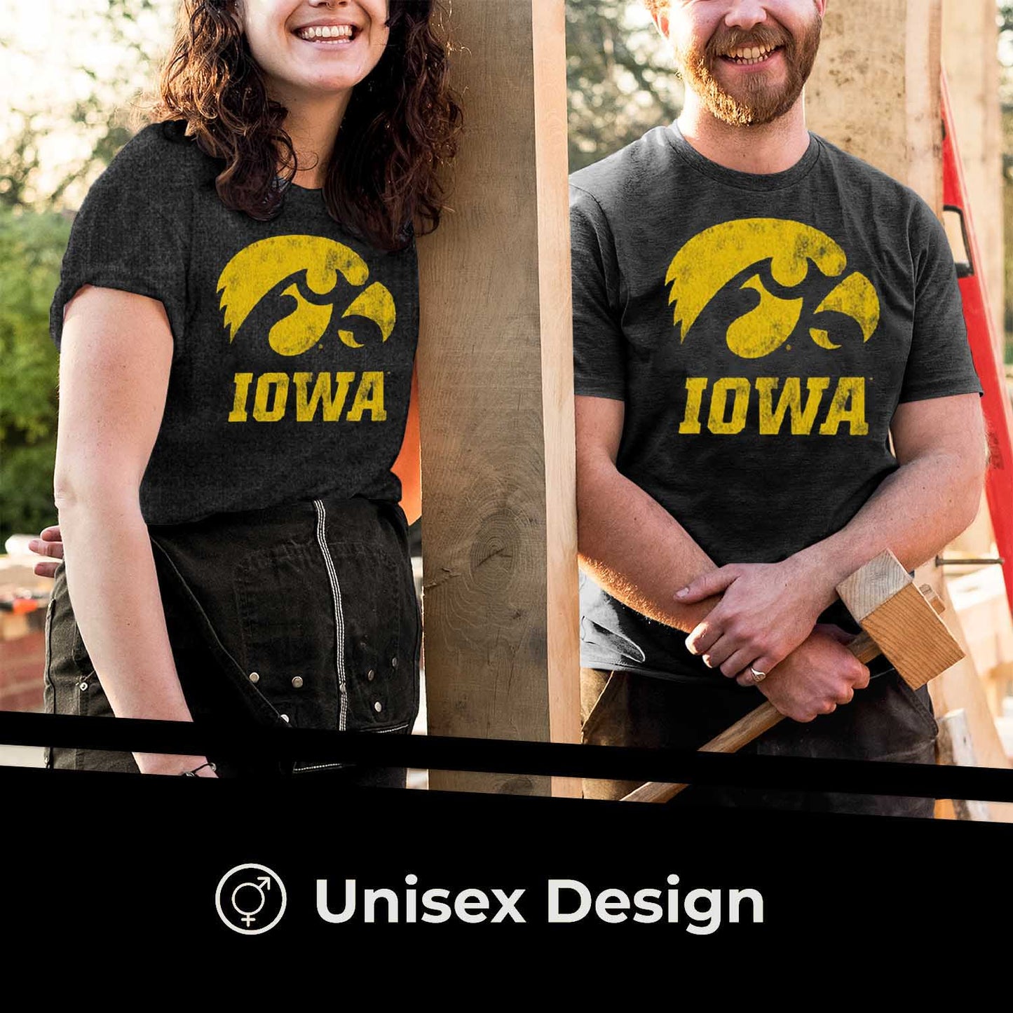 Iowa Hawkeyes Adult MVP Heathered Cotton Blend T-Shirt - Black