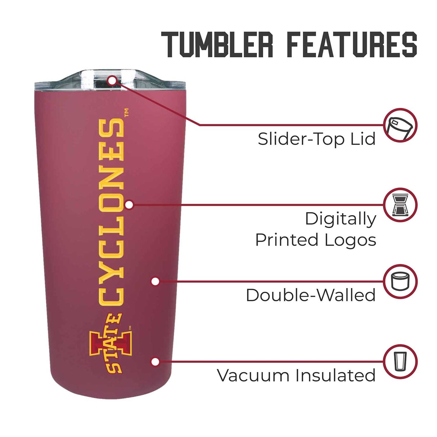 Iowa State Cyclones Campus Colors  NCAA Tumbler - Maroon