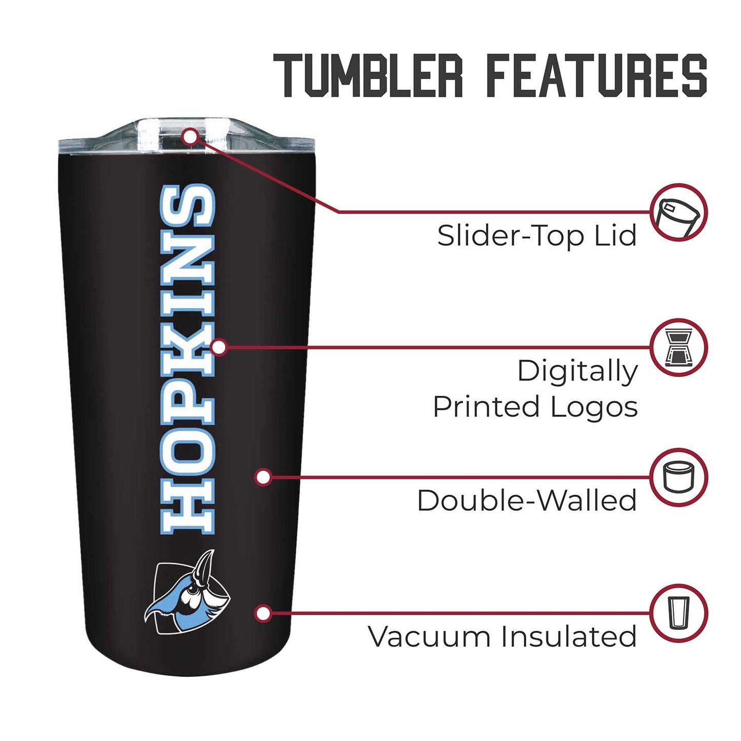 Johns Hopkins Blue Jays Campus Colors  NCAA Tumbler - Black