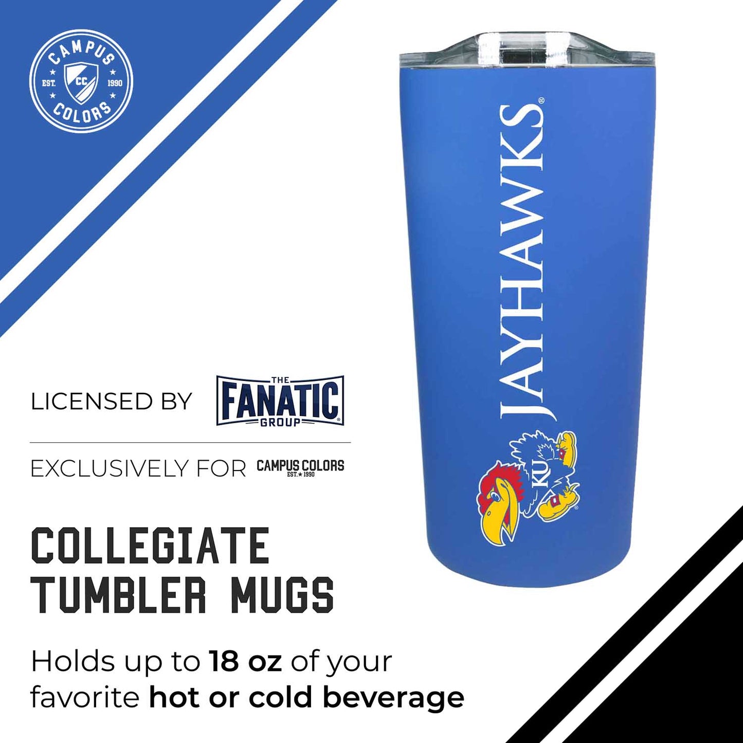 Kansas Jayhawks Campus Colors  NCAA Tumbler - Royal