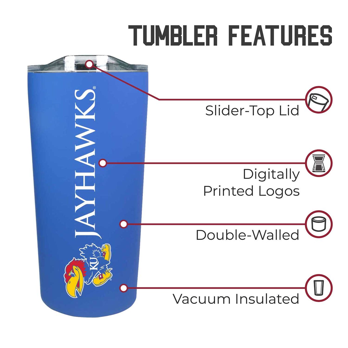 Kansas Jayhawks Campus Colors  NCAA Tumbler - Royal