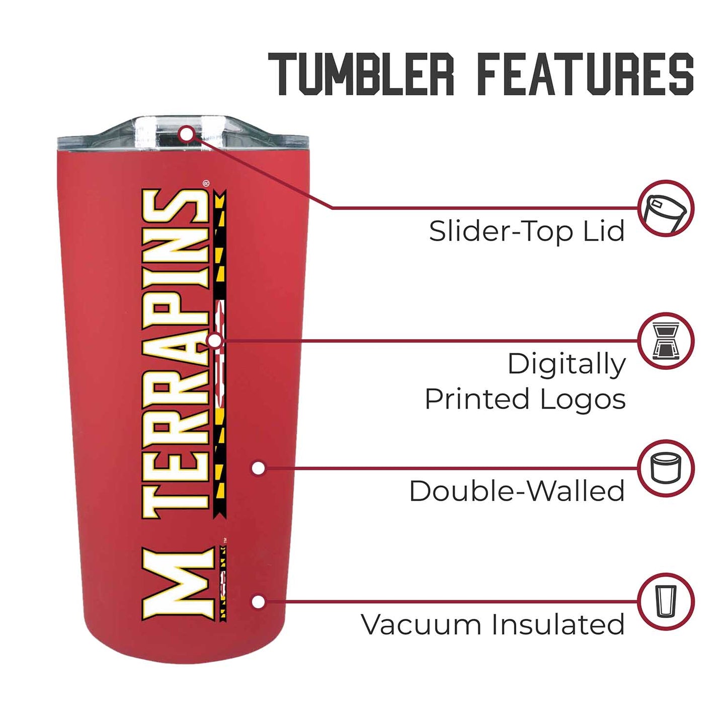 Maryland Terrapins Campus Colors  NCAA Tumbler - Red