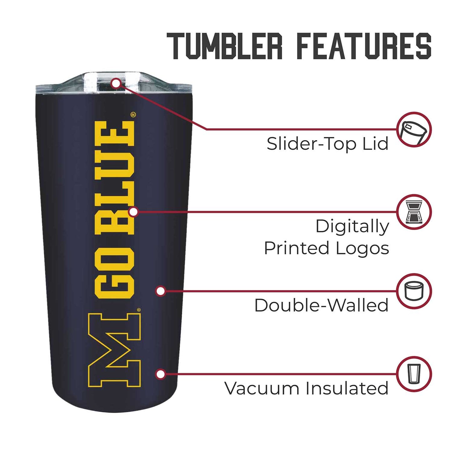 Michigan Wolverines Campus Colors  NCAA Tumbler - Navy