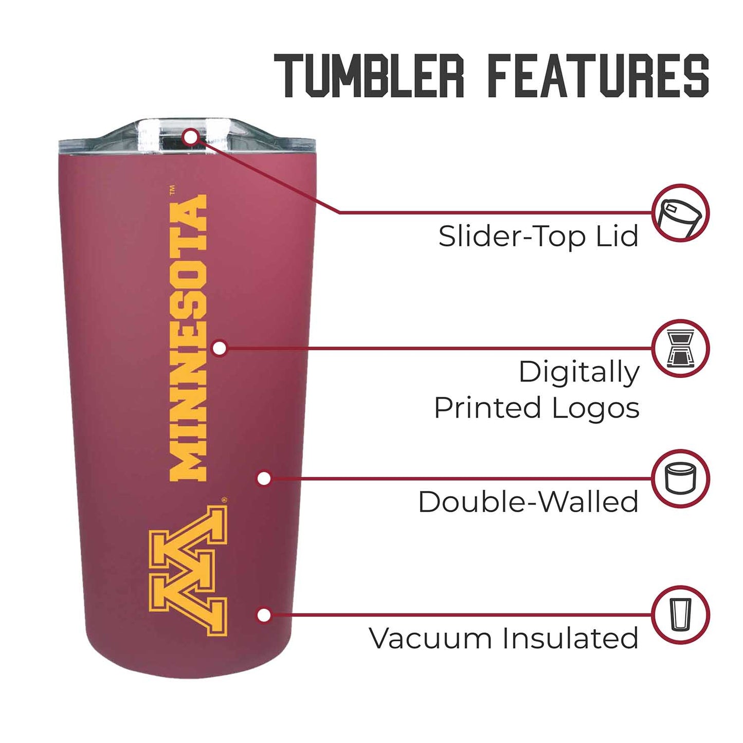 Minnesota Golden Gophers Campus Colors  NCAA Tumbler - Maroon