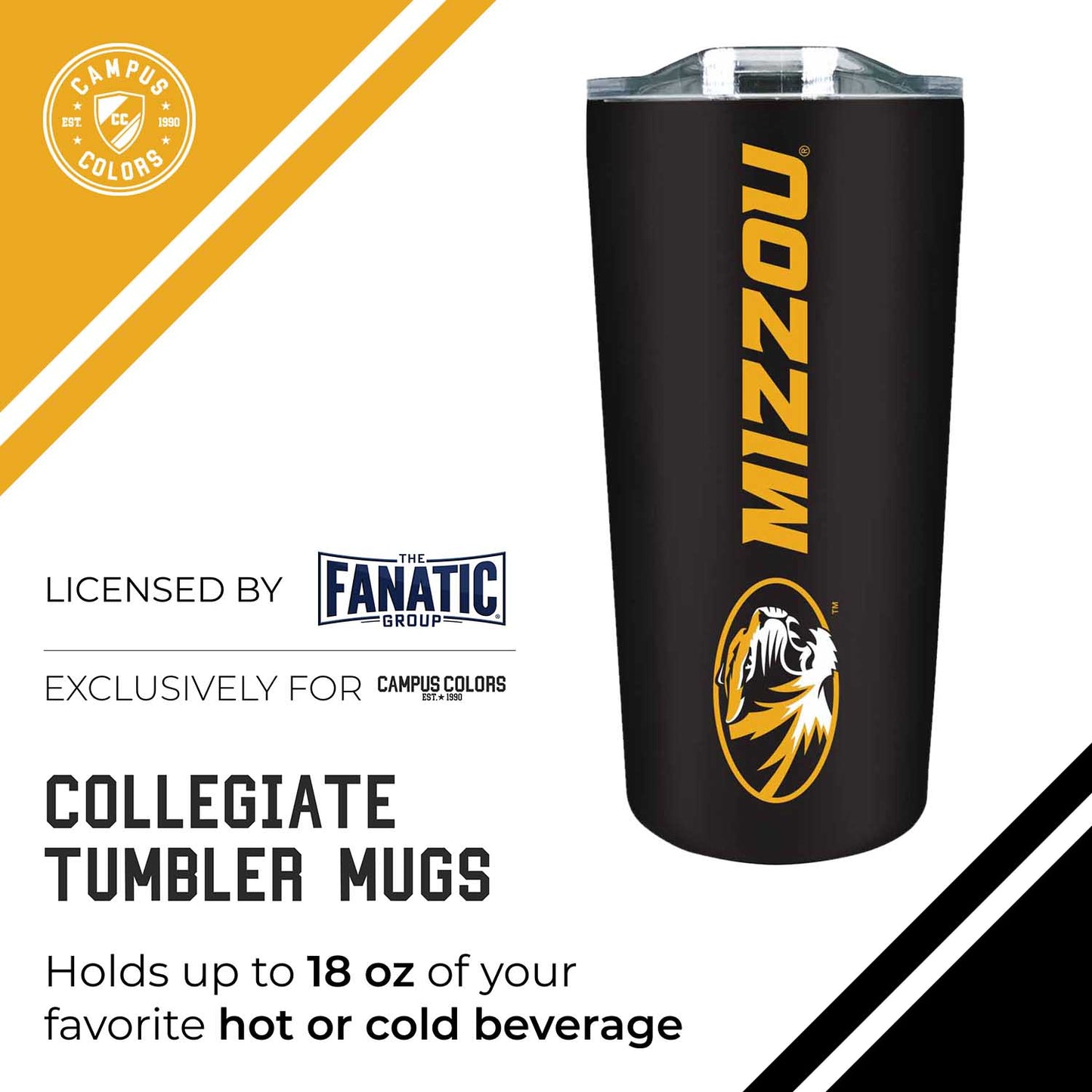 Missouri Tigers Campus Colors  NCAA Tumbler - Black
