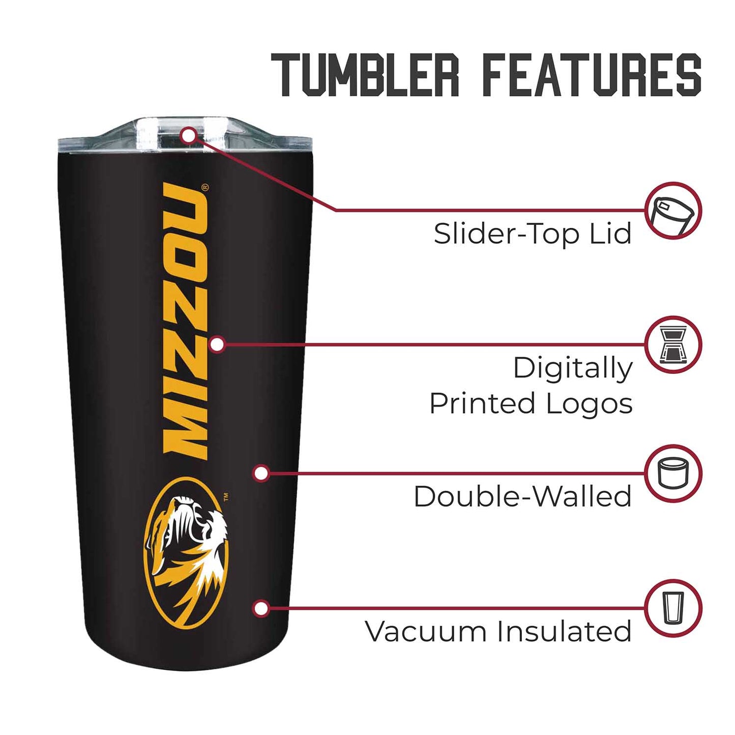 Missouri Tigers Campus Colors  NCAA Tumbler - Black