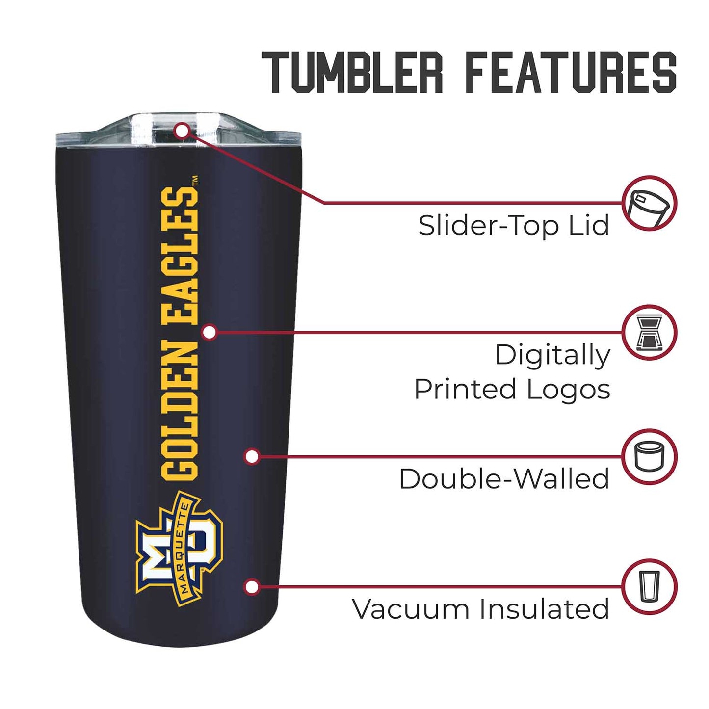 Marquette Golden Eagles Campus Colors  NCAA Tumbler - Navy