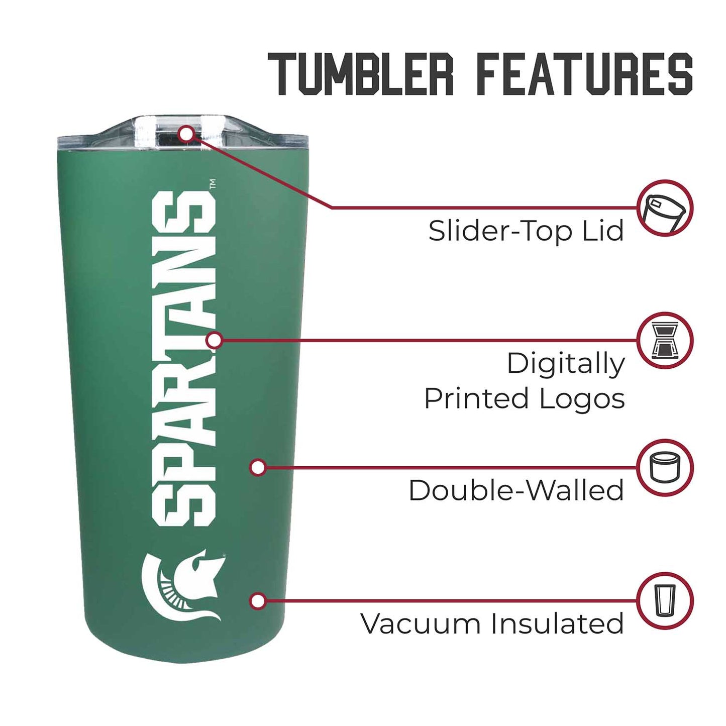 Michigan State Spartans Campus Colors  NCAA Tumbler - Green