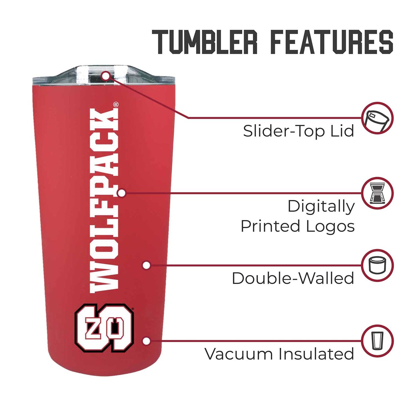 NC State Wolfpack Campus Colors  NCAA Tumbler - Red