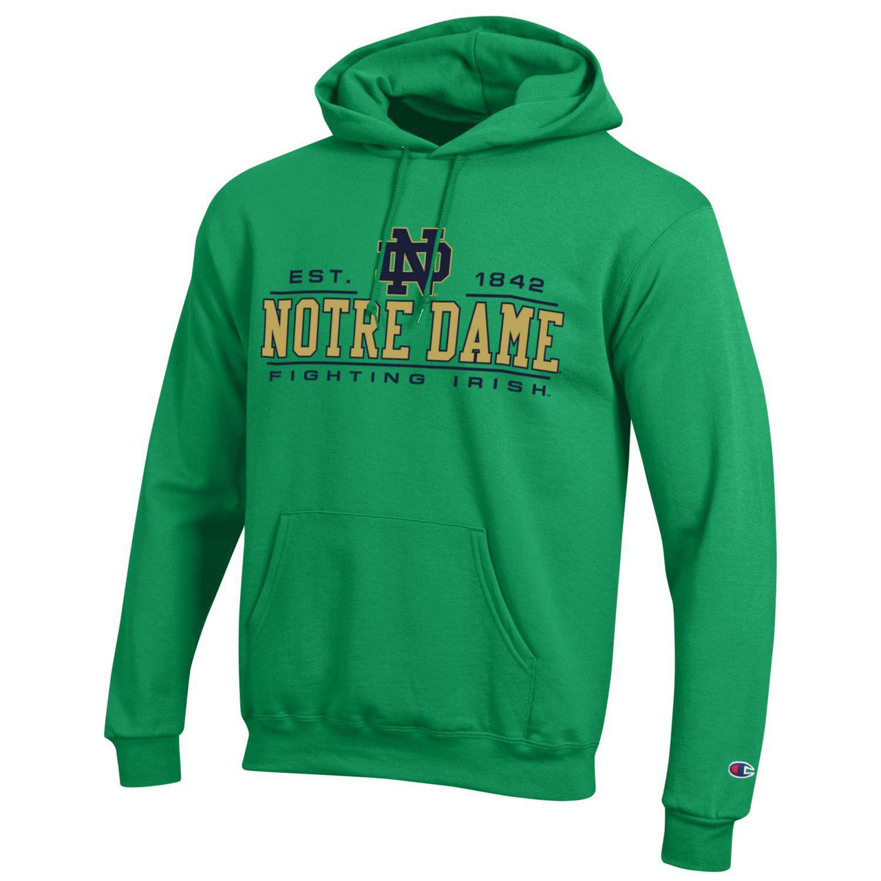 Notre Dame Fighting Irish  Adult Powerblend Hooded Sweatshirt - Green